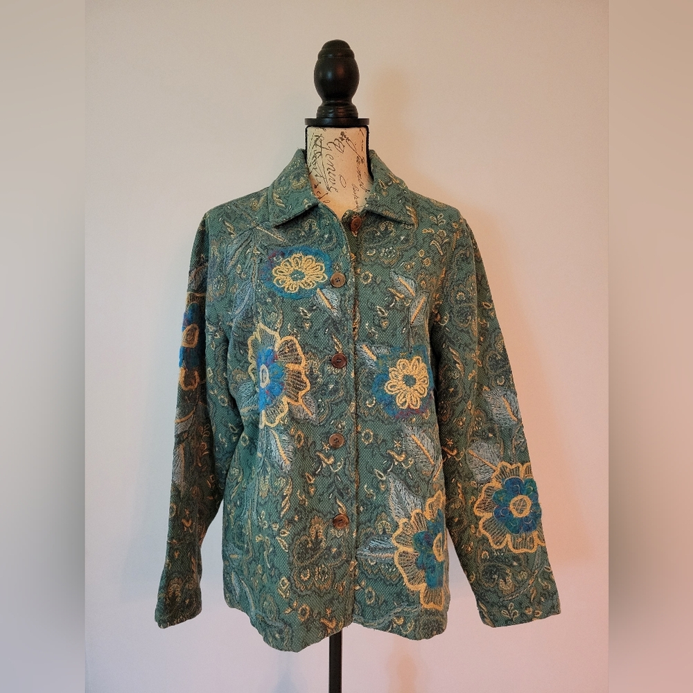Coldwater Creek Women's Vintage Floral Embroidered Jacket NWT Size L